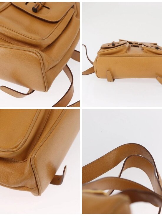 GUCCI Bamboo Backpack Leather Brown Gold main image 9